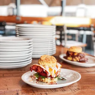 a biscuit sandwich on a plate