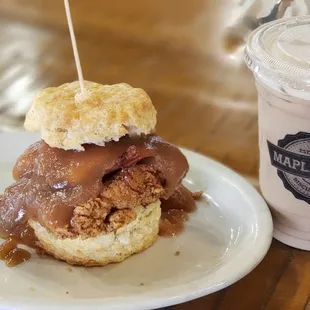 The Farmer and iced maple vanilla bean latte