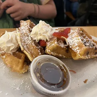 Sweet Grace - chocolate chip waffle, whip cream, strawberries and powder sugar