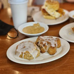 three plates of pastries