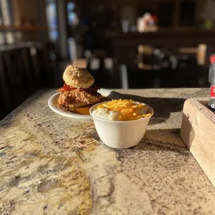 The Sticky Maple Sandwich and Bluegrass Grits Side