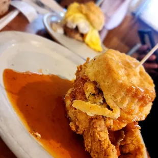 fried chicken and biscuits
