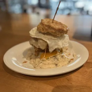 a biscuit sandwich on a plate