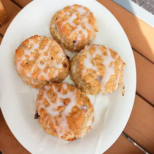 Iced cinnamon biscuits.