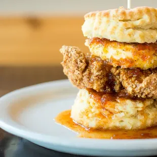 three biscuits stacked on top of each other