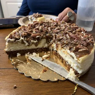 Delicious Southern Pecan pie cheesecake for my baby's "Sip and See"