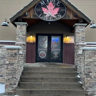 the entrance to the restaurant