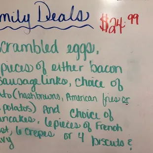 Breakfast family deal.