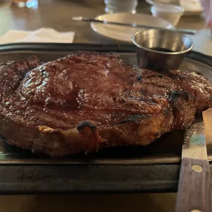 a steak on a pan