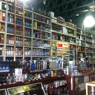 shelves of liquor
