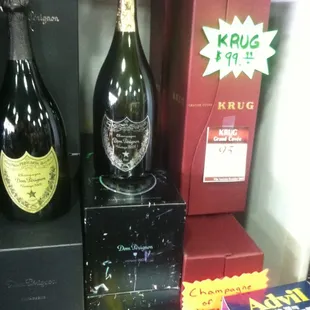 two bottles of wine on display