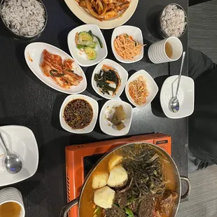 a table full of asian food