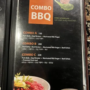 bbq combo menu