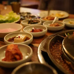 Array of banchan (side dishes)