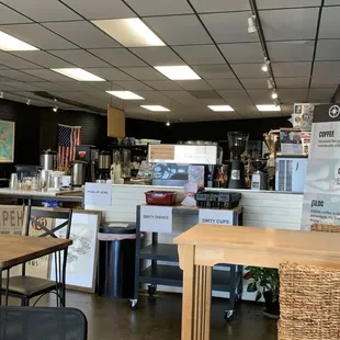 Forward view towards the counter from the side of the wall