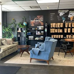 Side view of seating from the wall