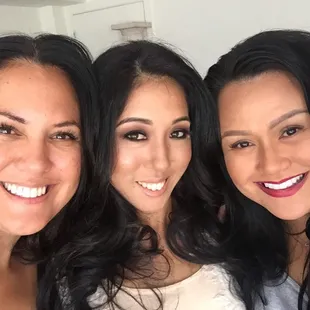 Left: photographer, Mapuana  Center: me Right : hair and make up artist, leigh