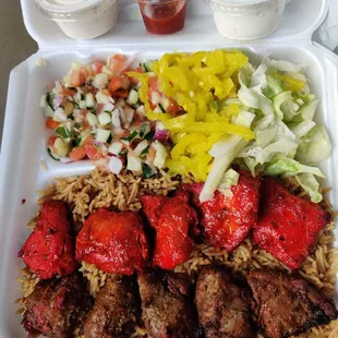 #1 shish kabob combo of lamb and chicken