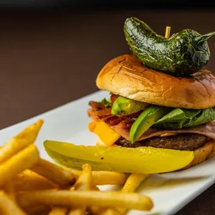 a burger and french fries