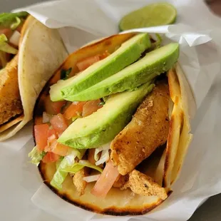 two fish tacos