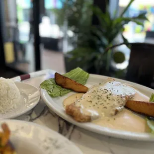 two plates of food on a table