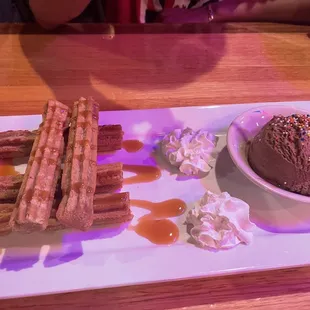 chocolate ice cream and waffles