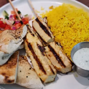 Fresh ono fish kebab lunch plate