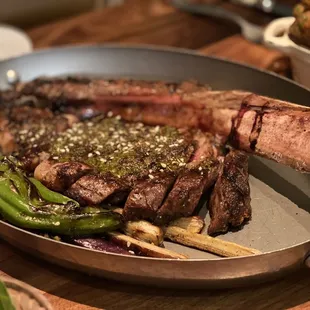 Well cooked Tomahawk .. pricey, but why not .. it's my birthday!!!