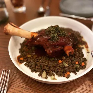 BRAISED LAMB SHANK - (8.1/10) ~ Very flavorful and tender. If rice was used instead of lentils, it would have been better
