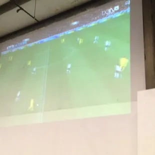 The game is on !!! Big screen at the new bench cafe in Maracana !