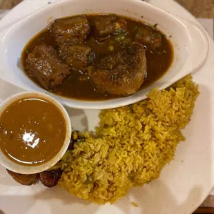 Oxtail, Sweet Plantains, Red Beans, yellow rice