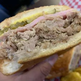This thing weighed as much as a 5 pound brick . And it was only one half.  Cuban Sandwich