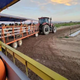 Tractor trailer ride to pumpkin patch