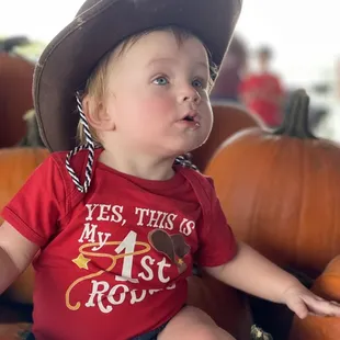 Sons first birthday at the pumpkin patch!