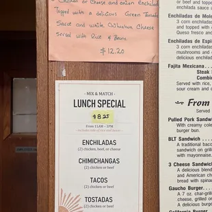 Lunch specials, Dec. 2023