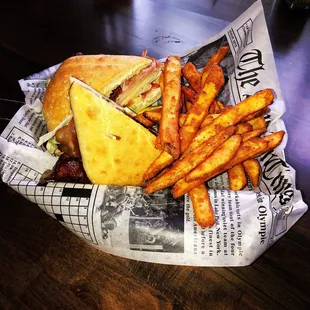 This is the Maraschino Club Sandwich. The bacon they use is so delicious .