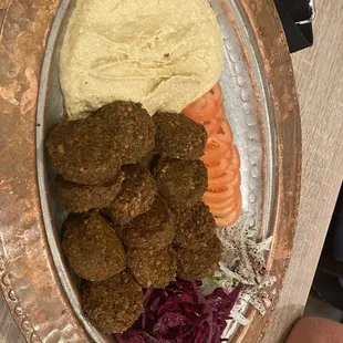 Falafel and Hummus appetizer plate