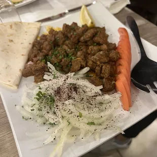 Pan Fried Liver Cubes Plate