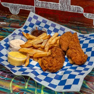 Our crispy chicken tenders.