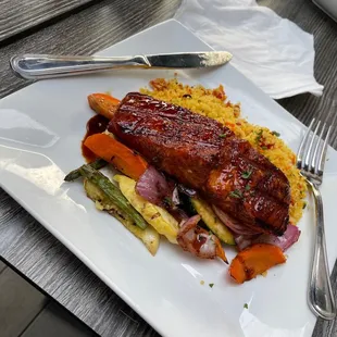 Soy ginger salmon for the famous chef Thomas