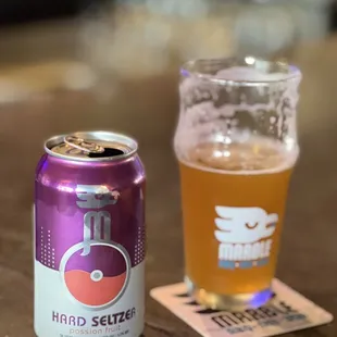 Passion Fruit Hard Seltzer (GF) and the India Pale Ale