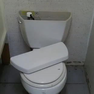 Damaged toilet.