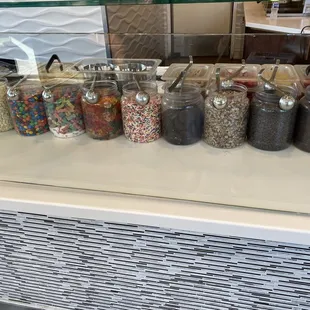 More topping sprinkles. Chocolate chip, gummy bear , white chocolate chip, and more