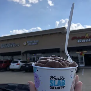 Double dark chocolate in a small cup