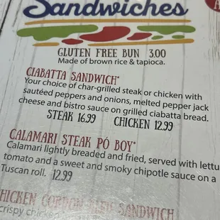 Lots of gluten free items