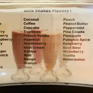 a menu for a smoothie