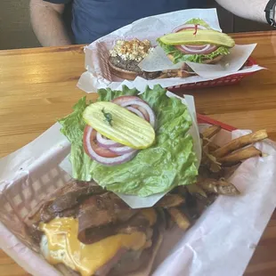 The Max Burger Black &amp; Blue Burger Garlic Parmesan Fries