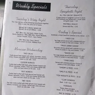 menu
