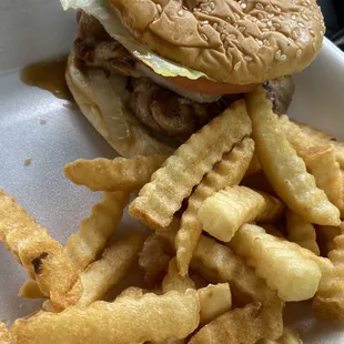 Teriyaki chicken sandwich w/fries  $5.95!! A okay sandwich but price is good!!
