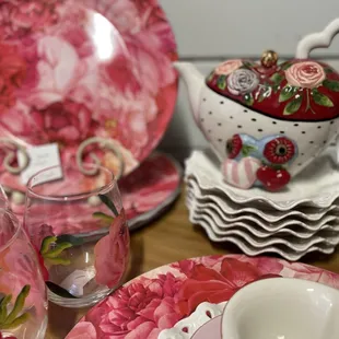 Beautiful spring flowers tea set